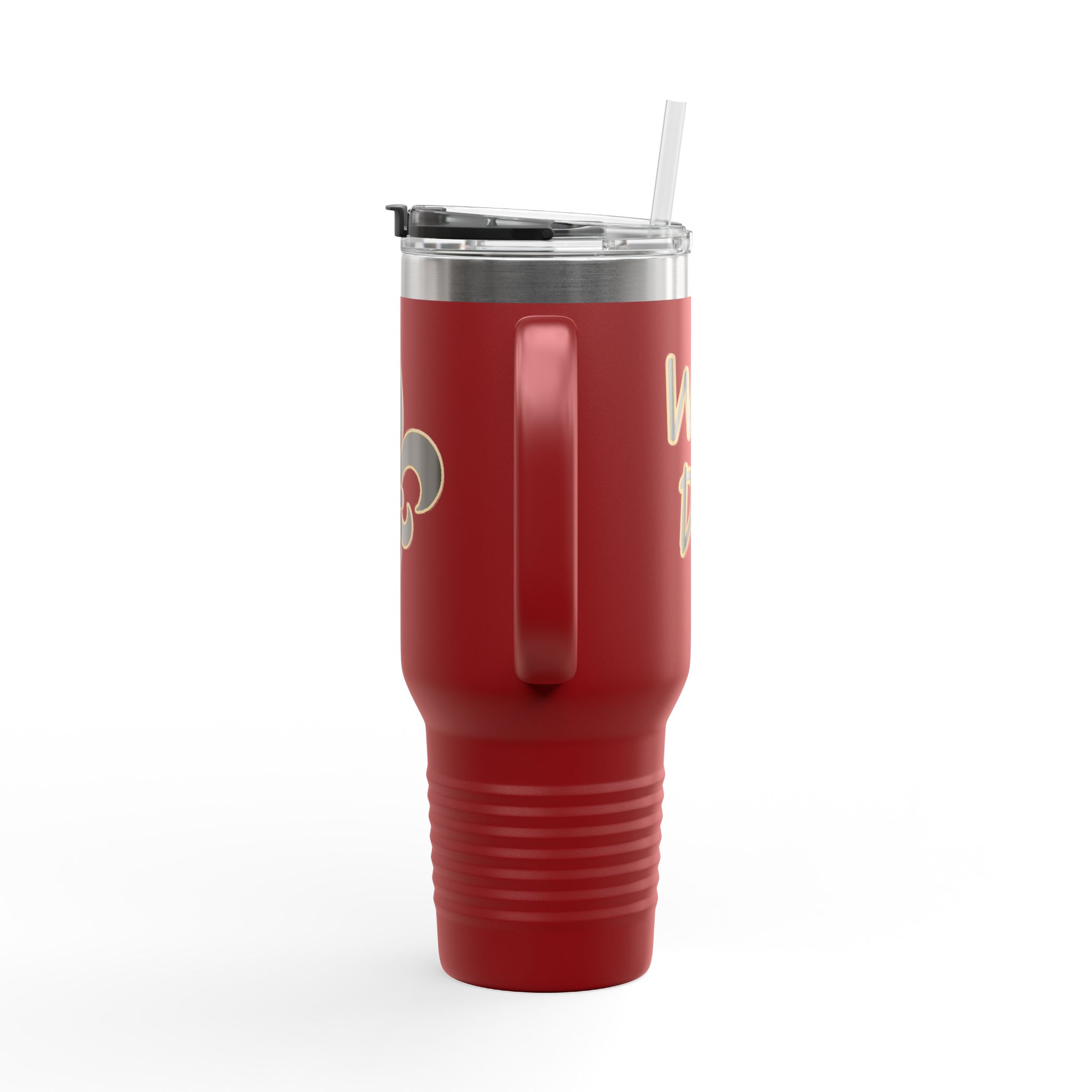 Insulated 40oz Travel Tumbler: Black n Gold Fleur-de-Lis (available in multiple colors) - Image 9