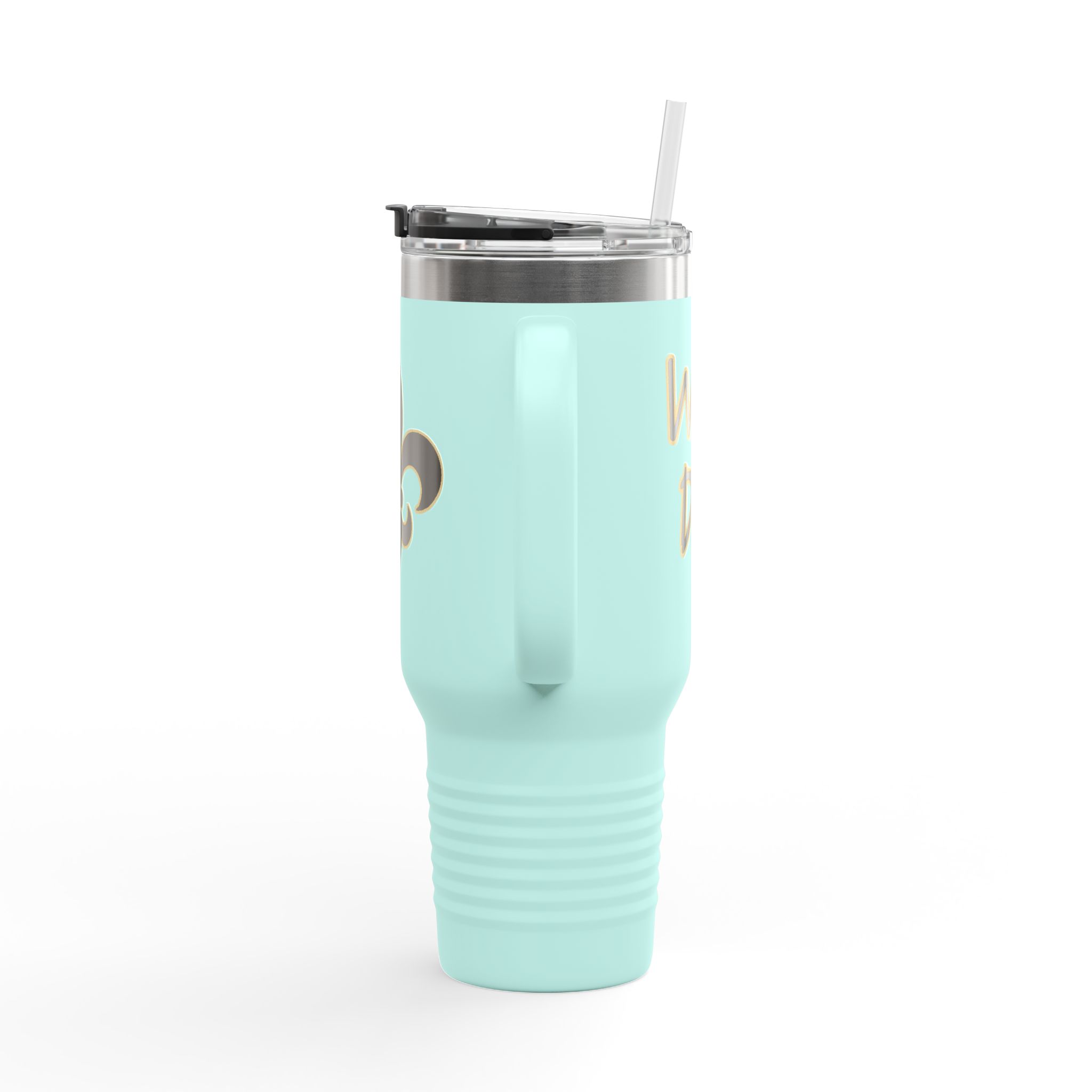 Insulated 40oz Travel Tumbler: Black n Gold Fleur-de-Lis (available in multiple colors) - Image 25
