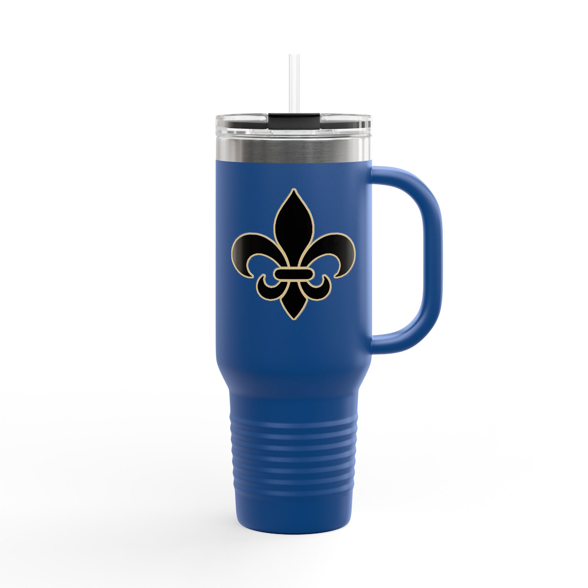 Insulated 40oz Travel Tumbler: Black n Gold Fleur-de-Lis (available in multiple colors) - Image 26