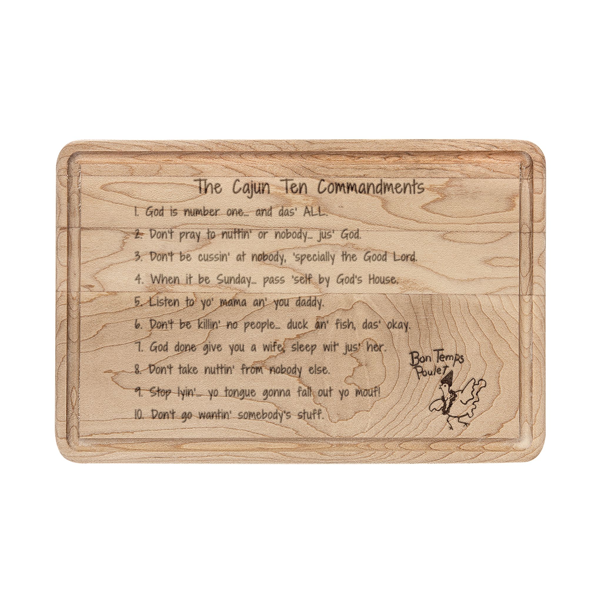 Engraved Wooden Cutting Board: Cajun Ten Commandments - Image 3