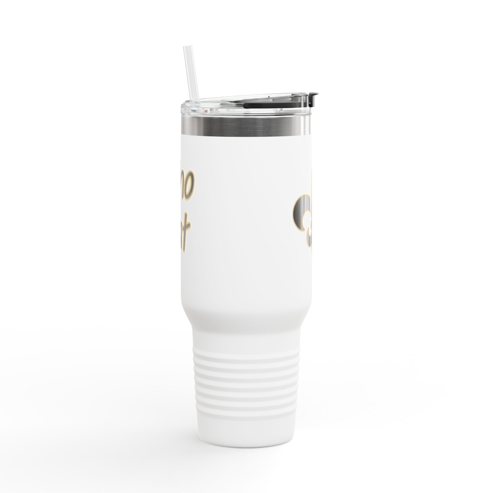 Insulated 40oz Travel Tumbler: Black n Gold Fleur-de-Lis (available in multiple colors) - Image 4