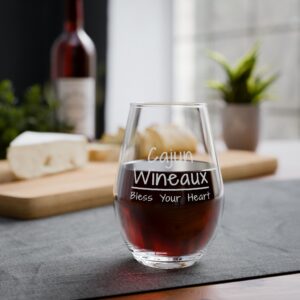 Cajun Wineaux Engraved Wine Glass: Bless Your Heart