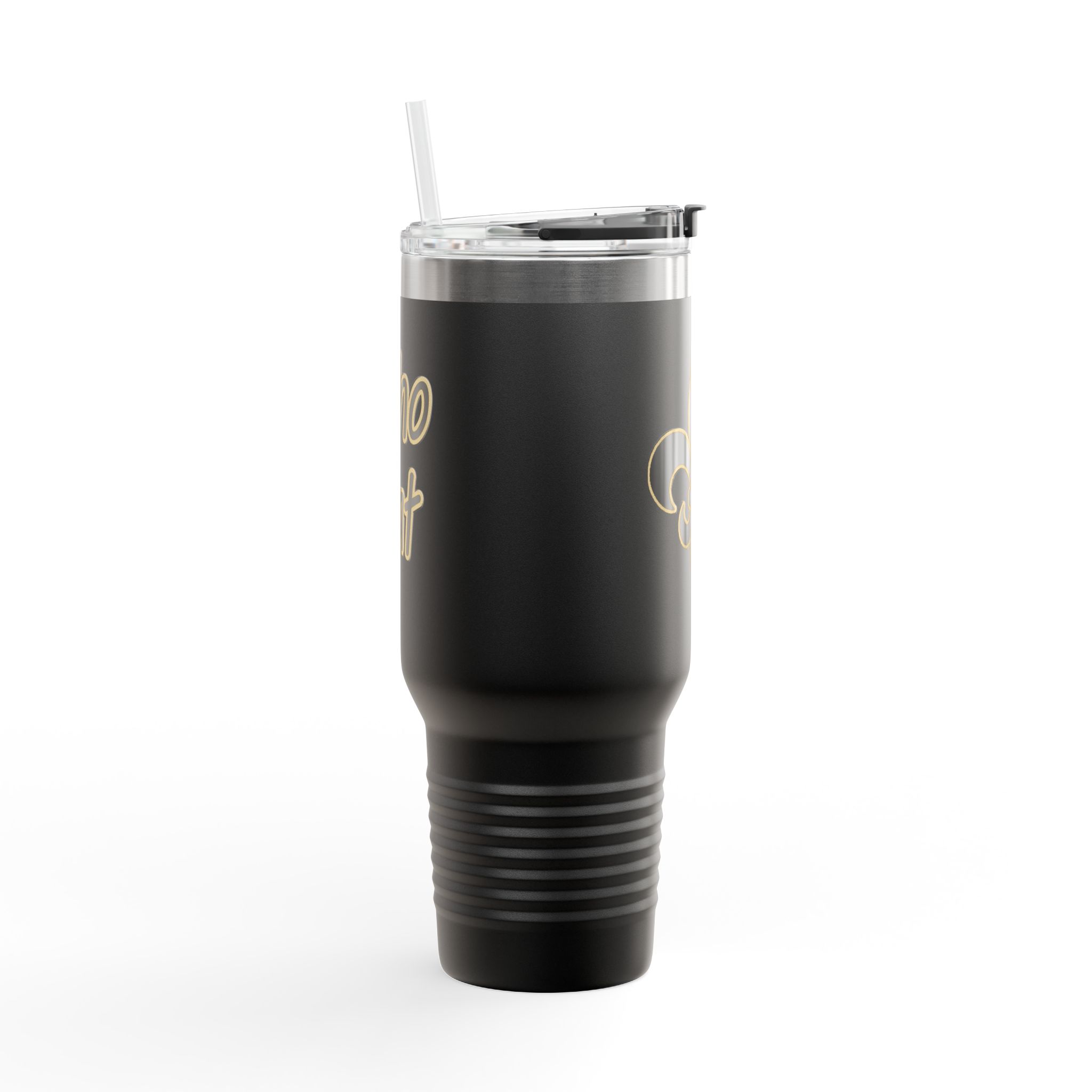 Insulated 40oz Travel Tumbler: Black n Gold Fleur-de-Lis (available in multiple colors) - Image 12