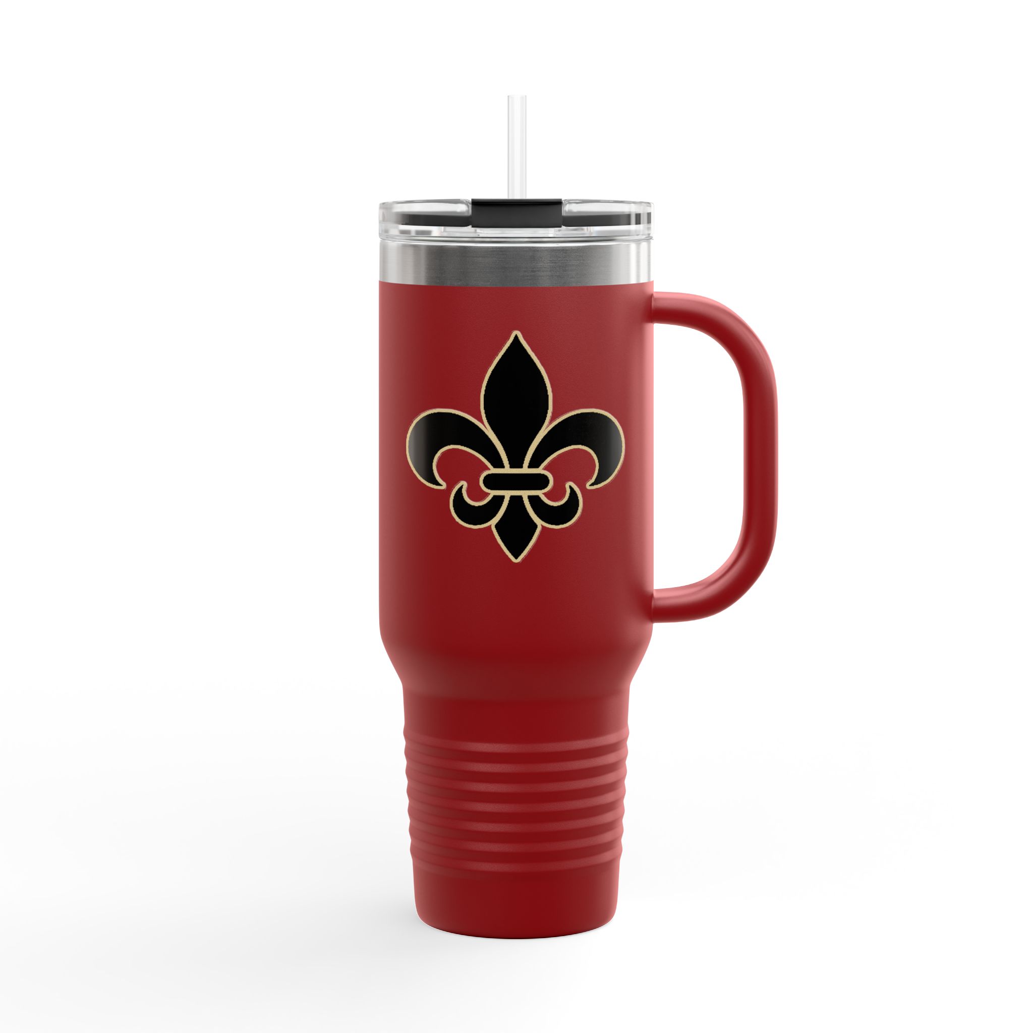 Insulated 40oz Travel Tumbler: Black n Gold Fleur-de-Lis (available in multiple colors) - Image 6