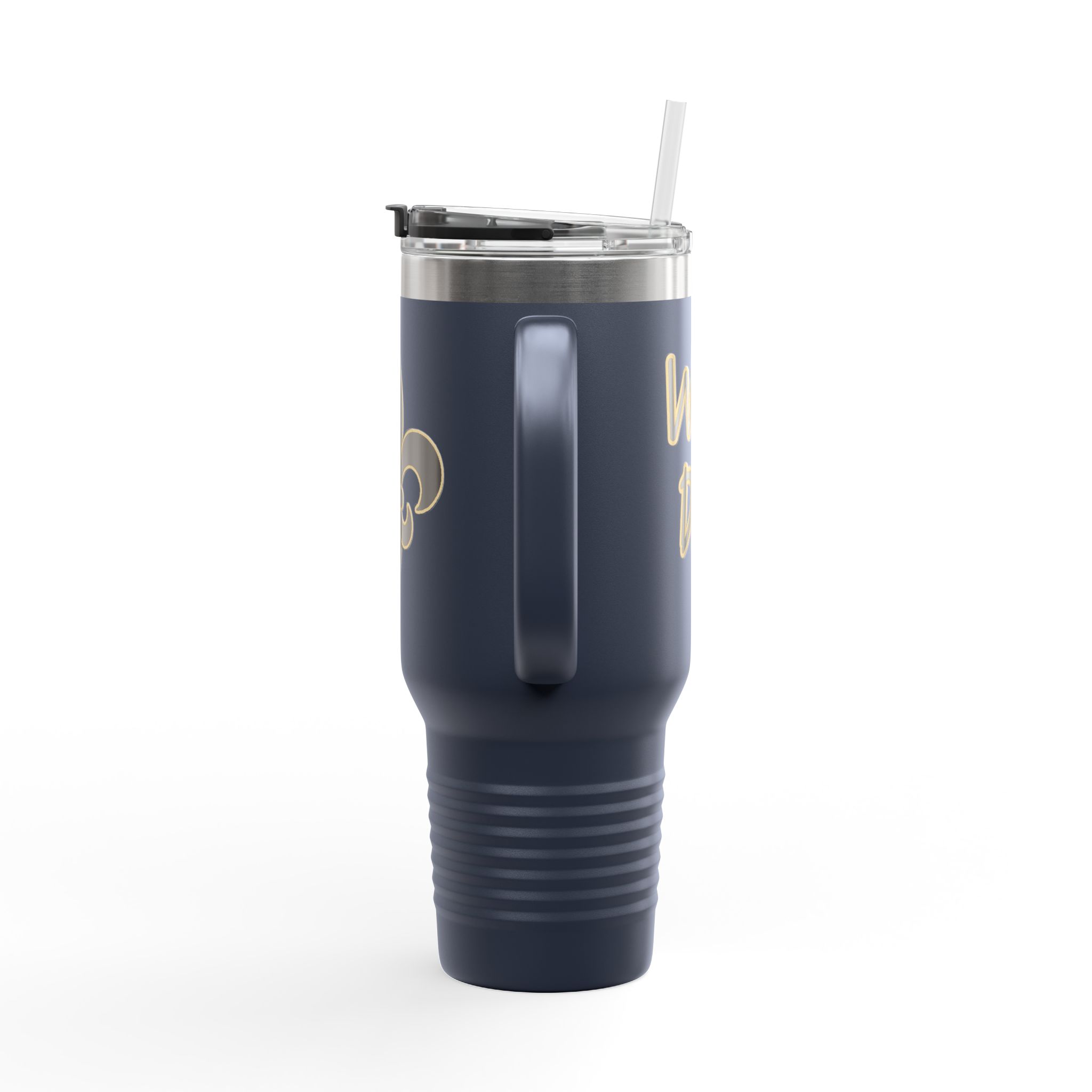 Insulated 40oz Travel Tumbler: Black n Gold Fleur-de-Lis (available in multiple colors) - Image 33
