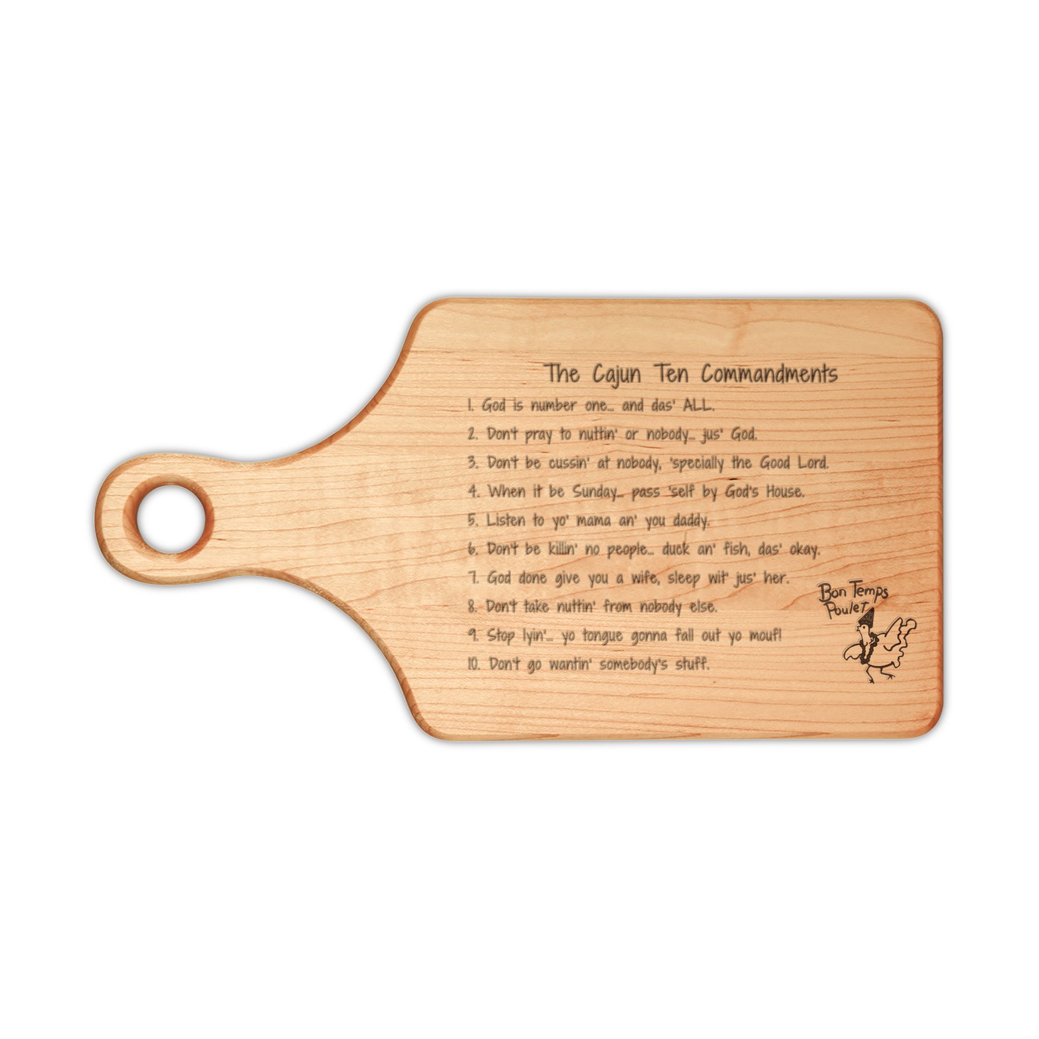 Engraved Wooden Cutting Board: Cajun Ten Commandments - Image 2
