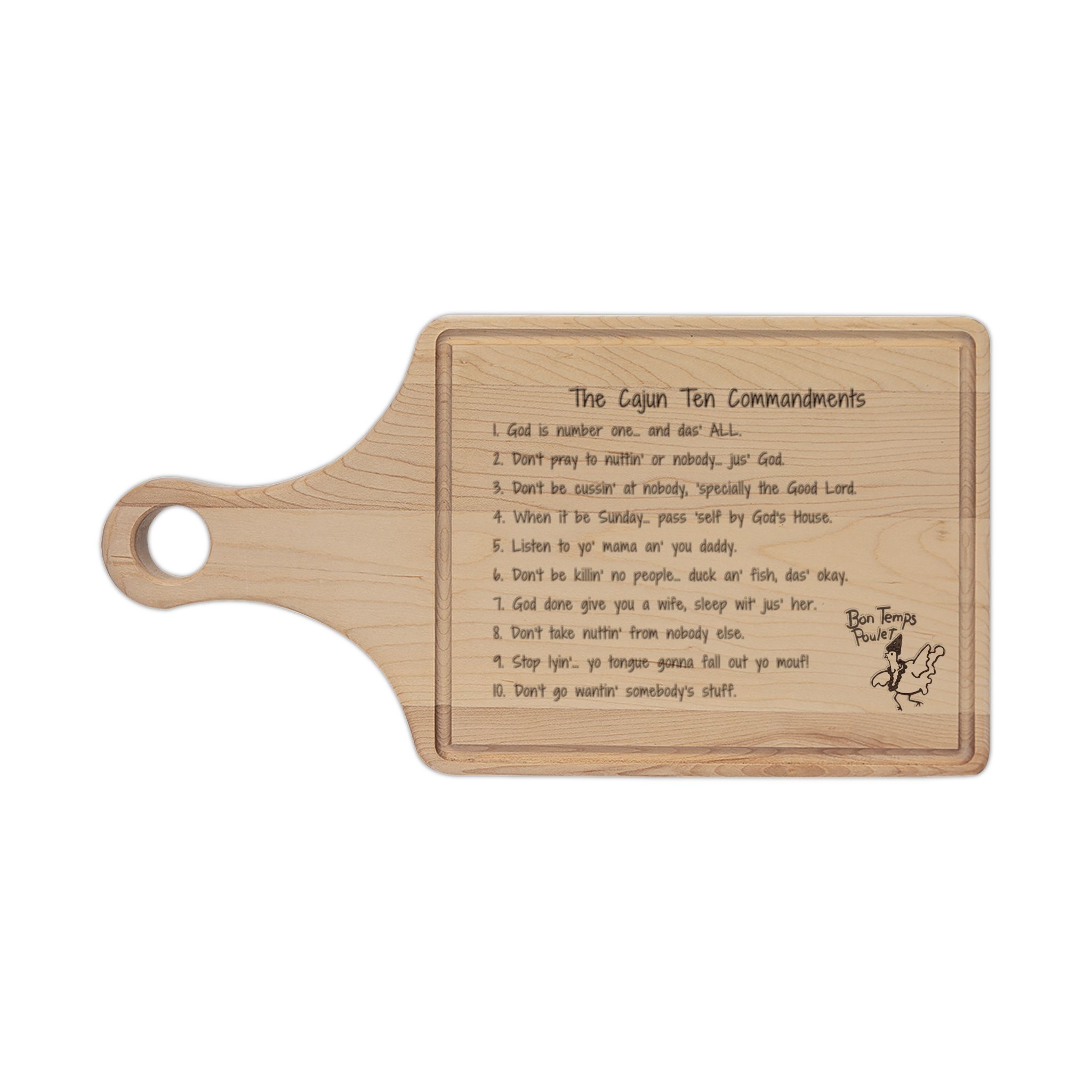 Engraved Wooden Cutting Board: Cajun Ten Commandments - Image 4