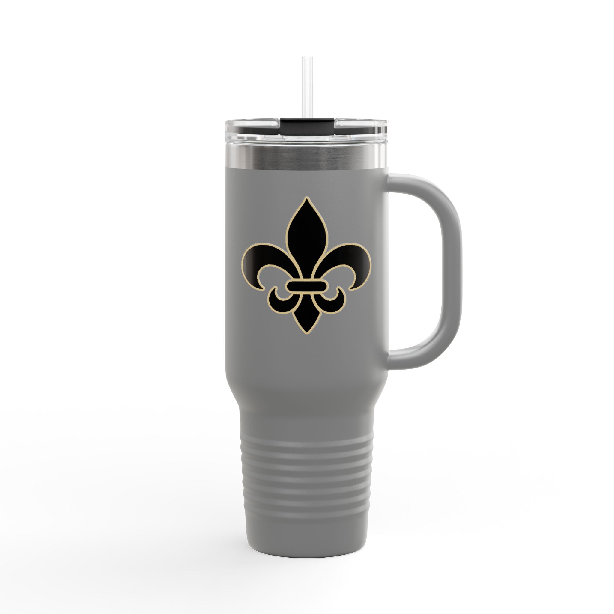 Insulated 40oz Travel Tumbler: Black n Gold Fleur-de-Lis (available in multiple colors) - Image 18