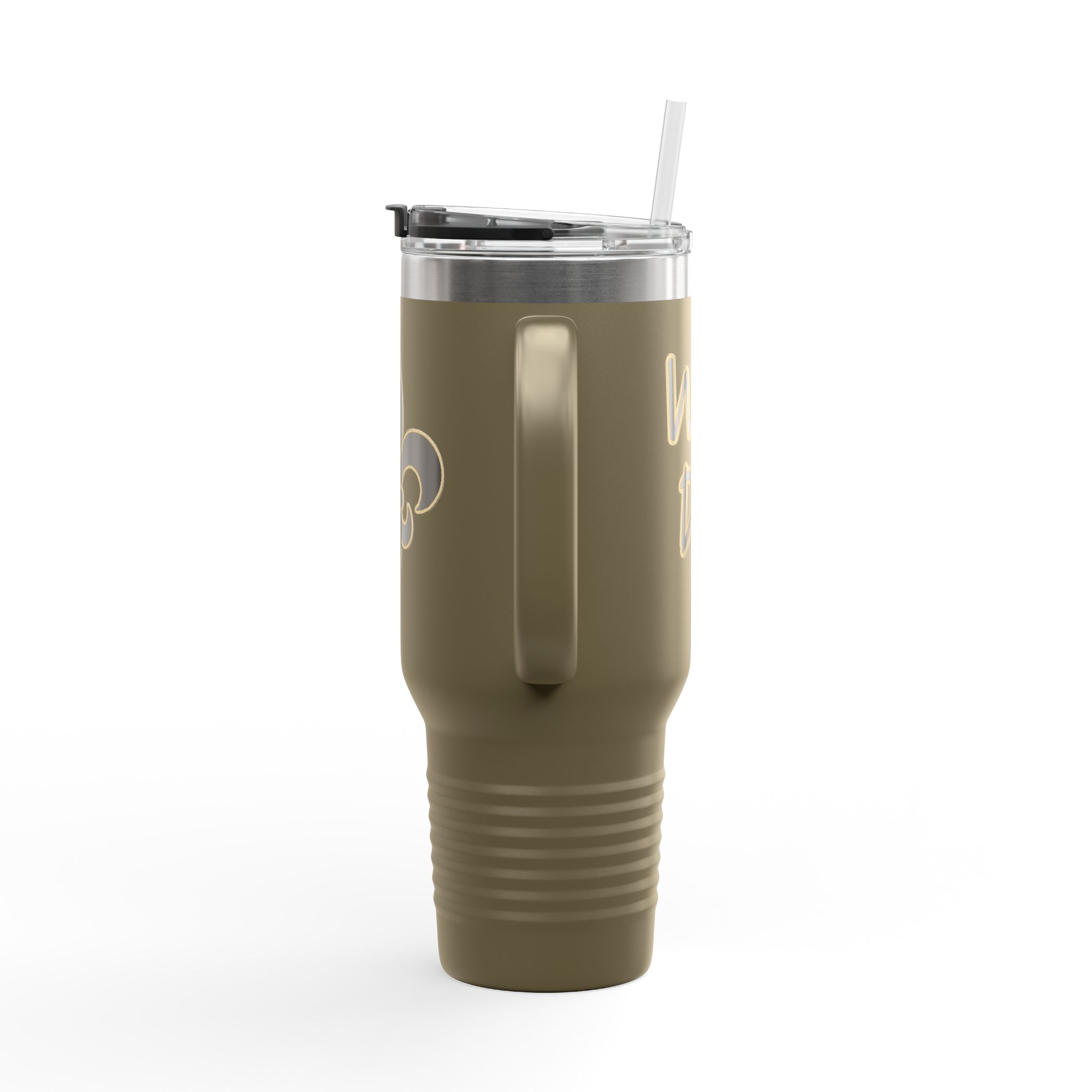Insulated 40oz Travel Tumbler: Black n Gold Fleur-de-Lis (available in multiple colors) - Image 17