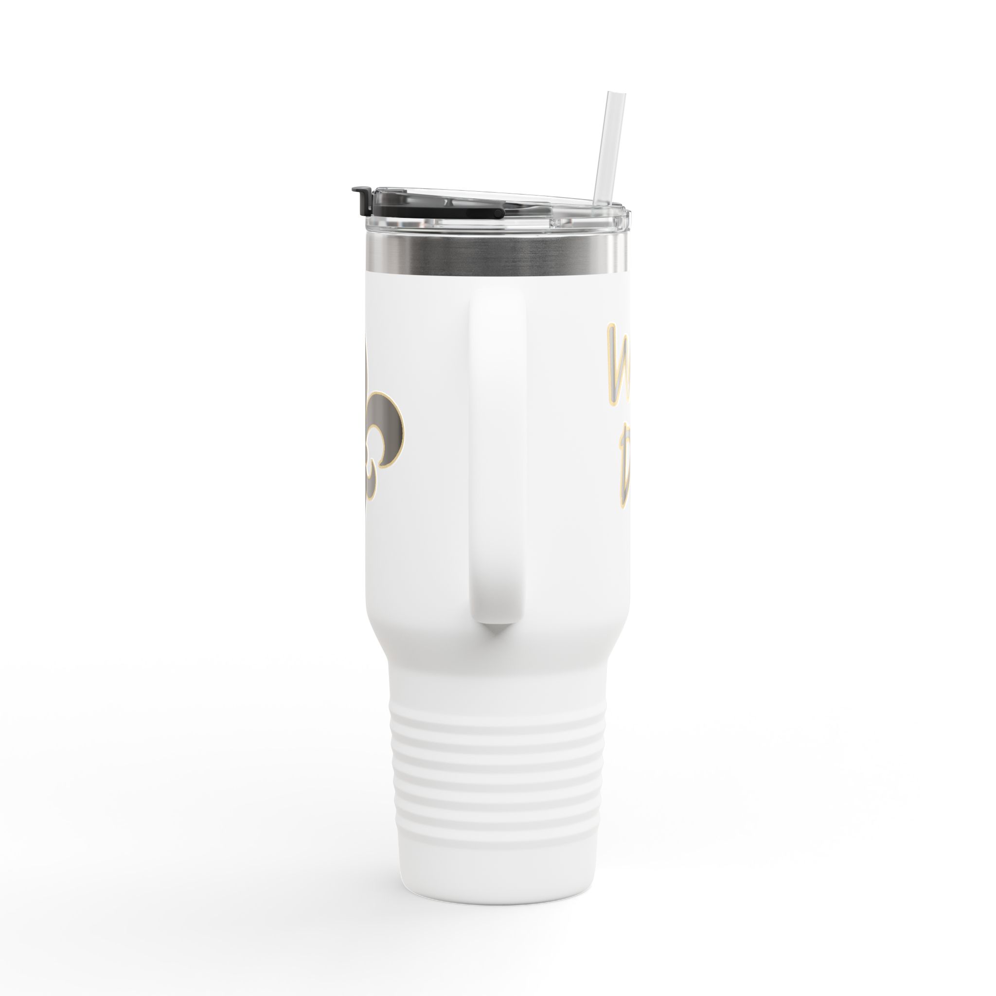 Insulated 40oz Travel Tumbler: Black n Gold Fleur-de-Lis (available in multiple colors) - Image 5